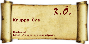 Kruppa Örs névjegykártya
